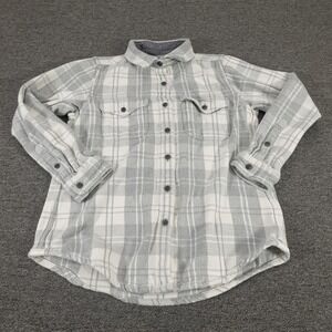 Outerknown Shirt Womens XS/S Gray Blanket Flannel Plaid Organic Cotton